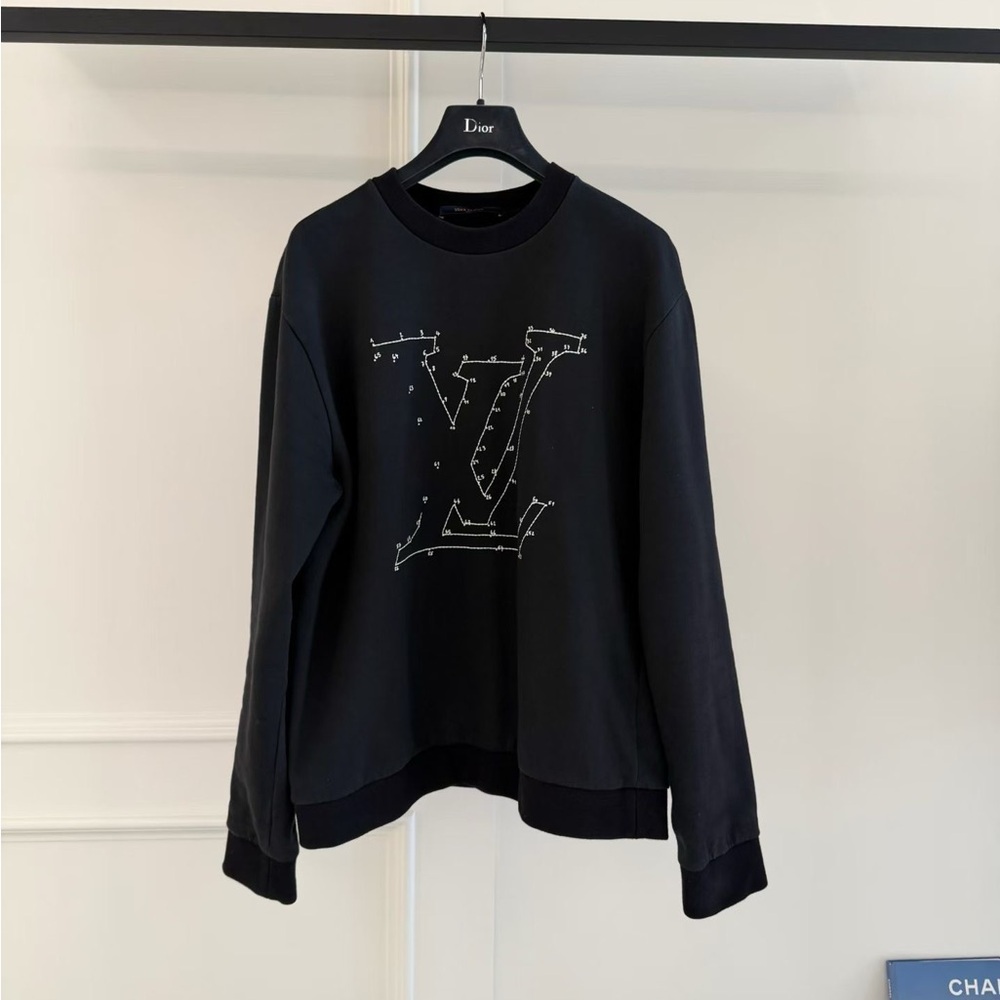 🚩steal Authentic Louis Vuitton Black Crew Neck Sweater